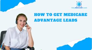 Insurance agent discussing Medicare Advantage plans with a senior couple, highlighting trusted lead generation strategies.