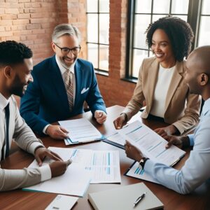 Insurance agent smiling while reviewing exclusive, CMS-compliant Medicare leads on a digital dashboard with real-time analytics.