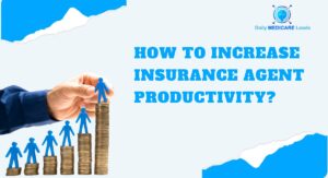 An insurance agent using a laptop and headset to connect with pre-qualified Medicare leads, increasing productivity and sales.