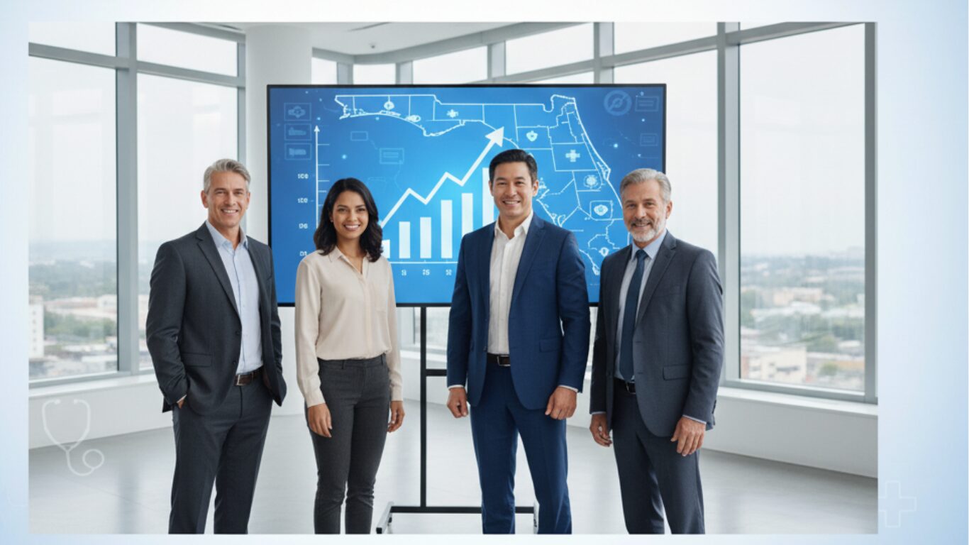 A professional insurance consultant guiding agency owners on scaling from a small operation to a thriving mid-sized insurance company with trusted Medicare and health leads.