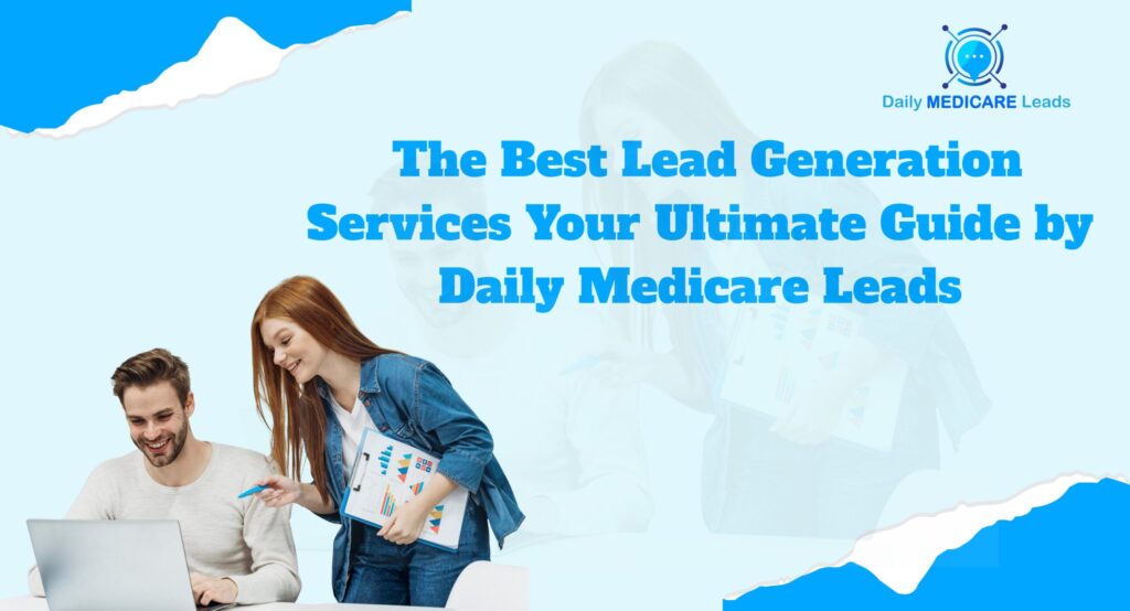 Two marketing professionals discussing lead generation strategies on a laptop, representing the best lead generation services by Daily Medicare Leads.