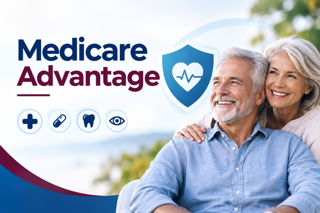 Medicare Advantage plans with healthcare coverage options for medical, prescription, dental, and vision care